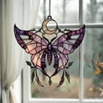thumbnail image 1 of Purple Luna Butterfly Acrylic Suncatcher, Full Moon Faux Stained Glass Window Hanging, Celestial Boho Decor Gift For Witchy Homes, 1 of 5