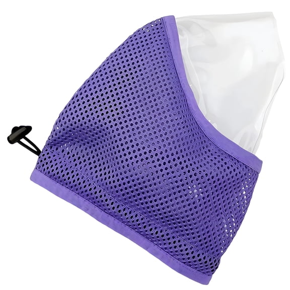 Purple M-Sized Transparent Cat Veil, Mesh Anti-Bite Cat Head Cover for Grooming, Breathable Anti-Lick Neck Cover with Extended Design, 9.4 in Long, 13.4 in Neck Circumference