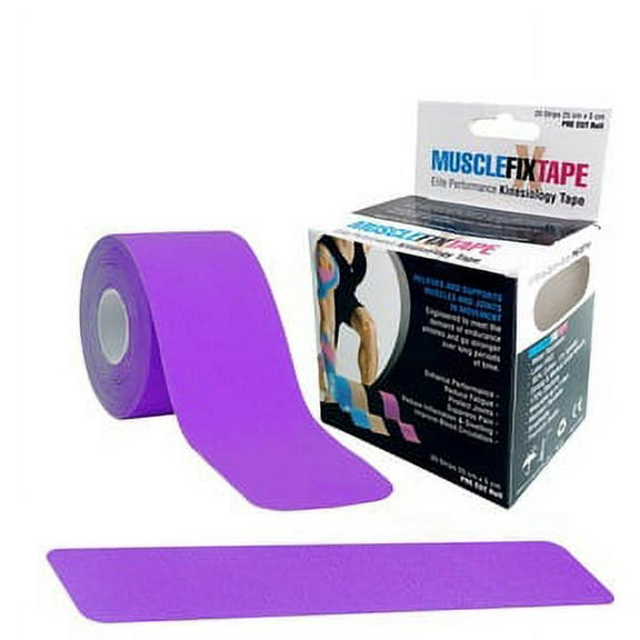 Purple MUSCLE FIX PRO Kinesiology Precut Tape Roll (20 Strips: 10 x 2 In / 25 x 5 cm)