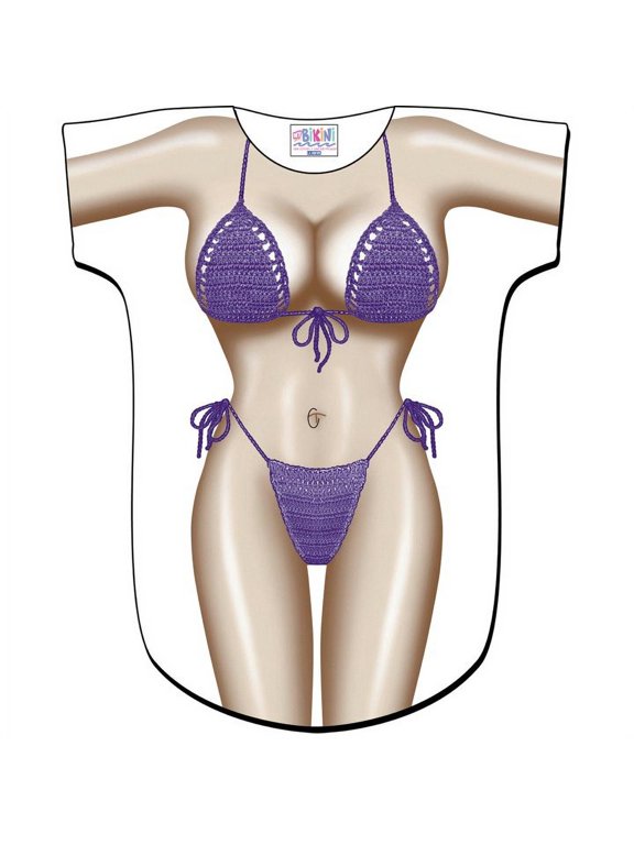 Purple Macrame Bikini Body Tee Shirt - Cover-Up #41 (One Size Fits Most)