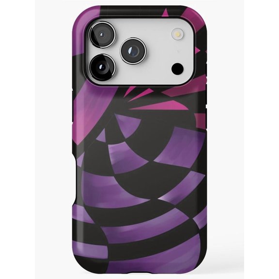 Purple, Magenta and Black Geometric Arc Tough Case for Apple iPhone, Polycarbonate Shell with TPU Liner