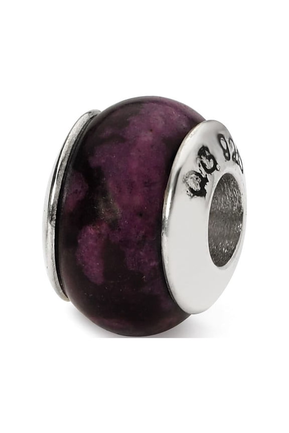 Purple Magnesite Stone Charm .925 Sterling Silver Antique Finish Reflection Beads