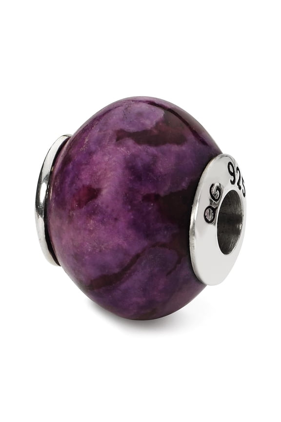 Purple Magnesite Stone Charm .925 Sterling Silver Antique Reflection Beads