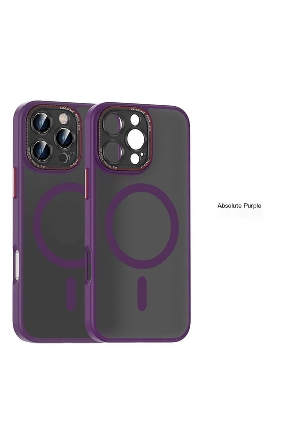 Purple Magnetic Charging Phone Case Compatible with iPhone15/14/13/12 (pro ProMax plus) for Apple Frosted Full Cover Protective Case
