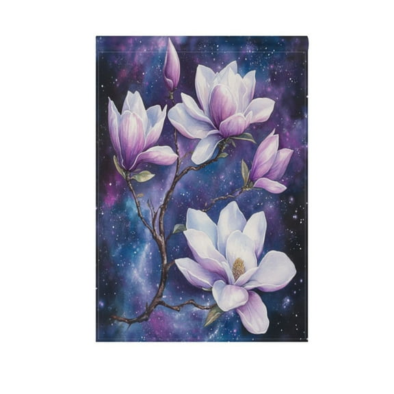 Purple Magnolia Flowers Garden Flag Double Sided Outdoor Banners Yard Flags for Garden Home Holiday Decorations
