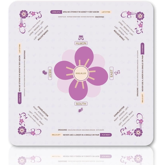Purple Mahjong Mat 31.5x31.5 Inch Non-Slip Noise Reduction Gaming Mat for American Mahjong, Poker, Board Games & Card Games with Carrying Bag