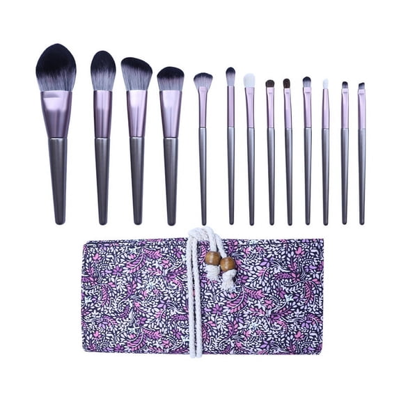 Purple Makeup Brushes 13pcs Series Makeup Brush Set Beauty Tools Soft Bristles Purple Flower Brush Bag