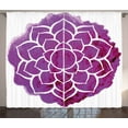 thumbnail image 1 of Ambesonne Purple Mandala Curtains 2 Panel Set, Boho, 108" x 63", Fuchsia White, 1 of 3