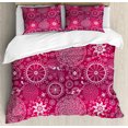 thumbnail image 1 of Purple Mandala Duvet Cover Set, Bohemian Vintage Flower and Anatolian Turkish Featured Pattern, Decorative 3 Piece Bedding Set with 2 Pillow Shams, King Size, White Magenta, by Ambesonne, 1 of 3