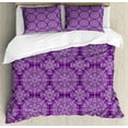 thumbnail image 1 of Purple Mandala Duvet Cover Set, Classic Style Victorian Swirled Floral Branches with Effects Design, Decorative 3 Piece Bedding Set with 2 Pillow Shams, King Size, White Purple, by Ambesonne, 1 of 2