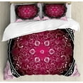 thumbnail image 1 of Purple Mandala Duvet Cover Set Queen Size, Classic Baroque Inspired Eastern Pattern with Renaissance Effect, Decorative 3 Piece Bedding Set with 2 Pillow Shams, Maroon Baby Pink Black, by Ambesonne, 1 of 3
