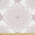 thumbnail image 1 of Ambesonne Purple Mandala Fabric by the Yard Upholstery, Victorian Damask, 2 Yards, Pale Pink White, 1 of 4