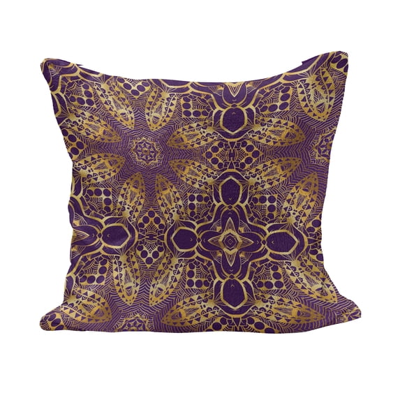 Purple Mandala Fluffy Throw Pillow Cushion Cover, Bohemian Motif Style Design Universe Image, Decorative Square Accent Pillow Case, 40" x 40", Purple Yellow, by Ambesonne