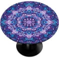 thumbnail image 1 of Purple Mandala Pretty Ethnic Round Tablecloths with Elastic Edge Fitted Round Table Cloth Small Wipeable Washable Circle Table Covers for Dinner Patio Party Indoor Outdoor Kitchen Decor (Fit 36-44 In), 1 of 6