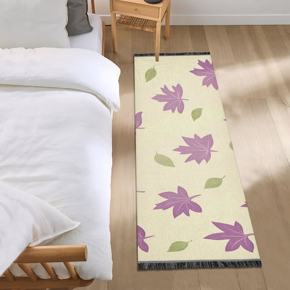 Purple Maple Leaves Bedroom Runner Rug 2'x 6' Non Slip Carpet Indoor Home Area Rug Living Room