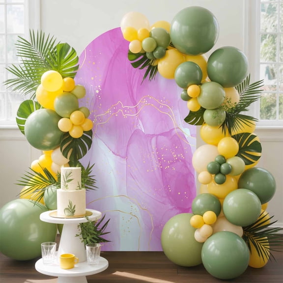 Purple Marble Arch Backdrop Cover, 6.6FT, Golden Lines Modern Abstract Purple Ombre Spandex Arch Covers Double-Sided Backdrop for Wedding Birthday Party Photo Background Decoration