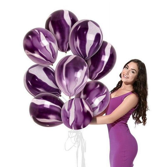 Purple Marble Balloons - 12 Inch Latex Balloons - 36 Pack