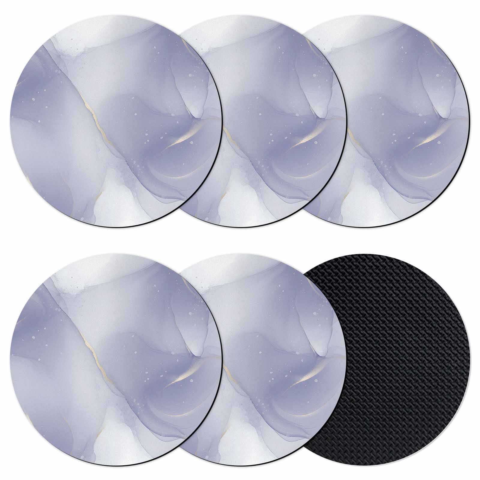 Purple Marble Coasters Set of 6, Absorbent Coasters for Drinks, Modern ...