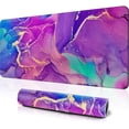 thumbnail image 1 of Purple Marble Desk Mat Large Mouse Pad, Big Mouse Pad Gaming Mouse Mat Desk Pad with Stitched Edges, Keyboard Mouse Pads for Desk, Long Extended XL Mousepad with Non-Slip Base, 31.5 x 11.8 in, Purple, 1 of 7