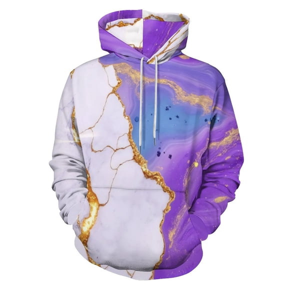 Purple Marble Gold Vein Art Print 3D Print Hoodie Men Women Autumn Thin Pullover Sweatshirt Vintage Streetwear Tops