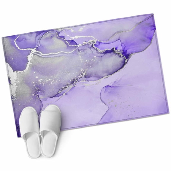 Purple Marble Large Area Rugs for Bedroom Living Room, Soft Non Slip Carpet Bedside Rug, Modern Abstract Waves Silvery Farmhouse Rectangular Floor Cover Kitchen Accent Rug 2'x3' for Office