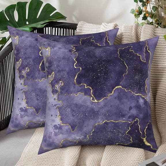Purple Marble Pillow Covers 18x18 Set of 2 Abstract Double-Sided Throw Pillow Covers Luxury Decor