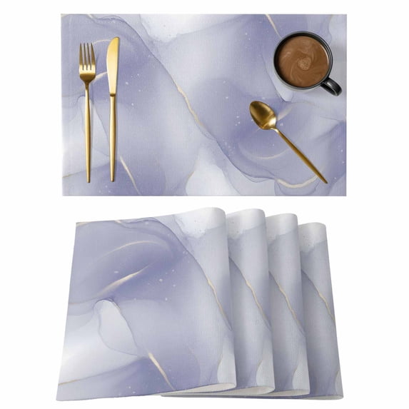 Purple Marble Placemats Set of 6 Modern Minimalism Abstract Aesthetic Art Place Mats Indoor Wipeable Table Mats Washable Cloth Dining Table Placemats for Kitchen Holiday Party Home Decor 13x19 Inch