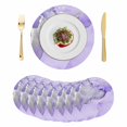thumbnail image 1 of Purple Marble Round 15 Inch Placemats Set of 8, Modern Abstract Waves Silvery Farmhouse HeatResistant Non Slip Place Mats for Dining Table, Wipeable Braided Kitchen Table Mats for Housewarming, 1 of 9