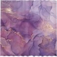 thumbnail image 1 of Purple Marble Shower Curtain - 72x72 Inch Lavender Gold Pattern Elegant Abstract Texture Ink Art Painting Durable Bathtub Decor Polyester Fabric Set with Hooks, 1 of 5