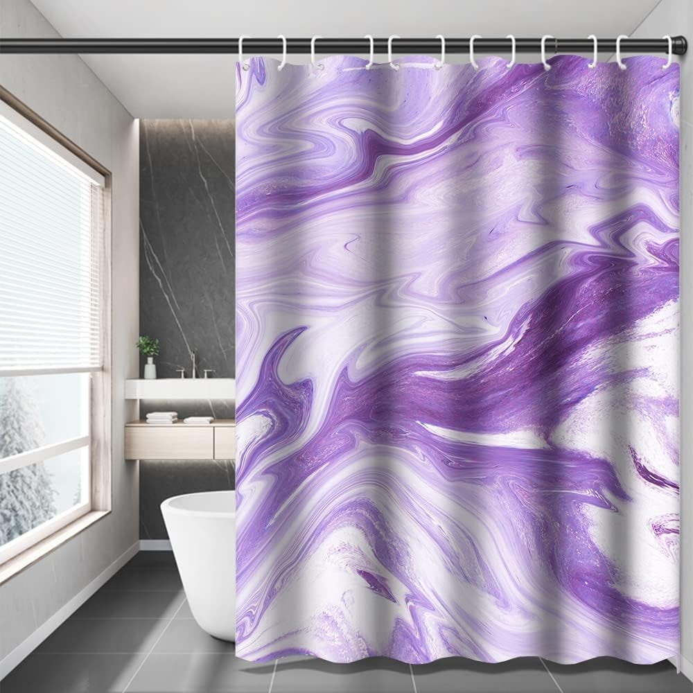 Arrebolart Colorful Purple Marble Shower Curtain - Abstract Art Texture, Waterproof Polyester, 60x72 Inches
