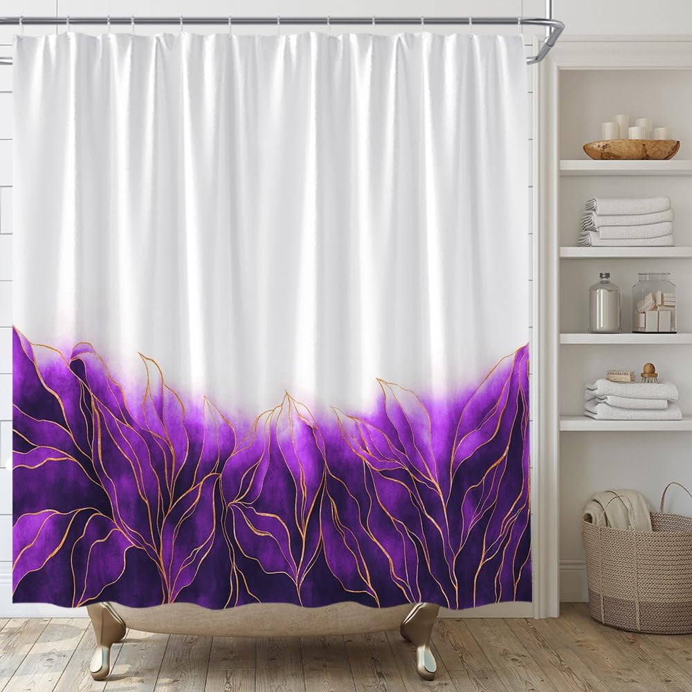 Purple Marble Shower Curtain Dark Purple and Gold Marble Texture