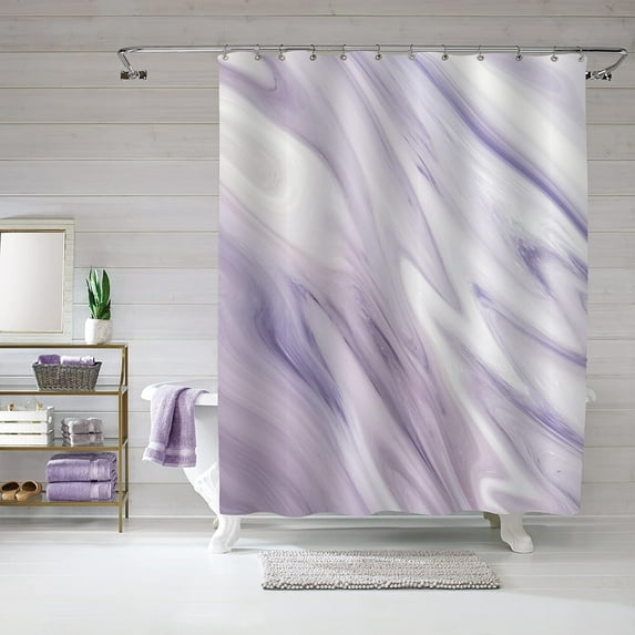 Purple Marble Shower Curtain Set, Abstract Fabric Curtain for Bathroom Decor, Modern Standard Curtain for Bathtub, Lavender Washable , 72 x 72