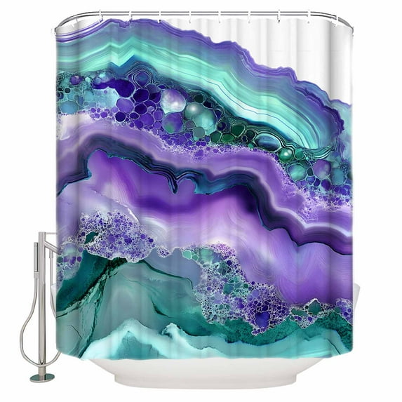 Purple Marble Shower Curtain Set ,Waterproof Fabric Shower Curtains Abstract Art Watercolor Crystal Watermark Shower Curtains for Bathroom,Bathroom Decor 60"x72"