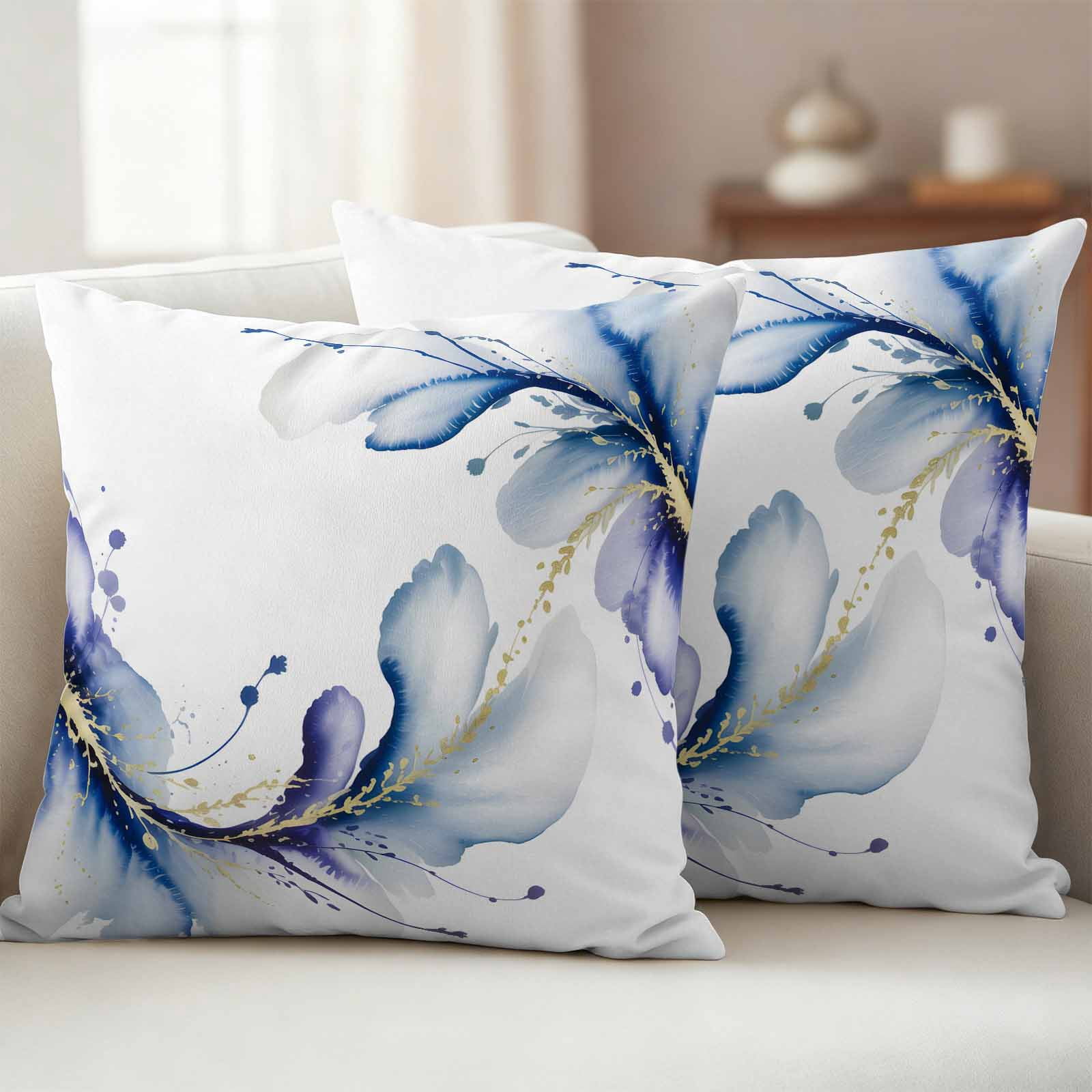 Purple Marble Stone Outdoor Waterproof Throw Pillow Covers 26x26 Set of 2, White Ink Splash Farm Marble Abstract Pillowcases Cushion Pillowcase for Couch Sofa Patio Outside Pillow Protector