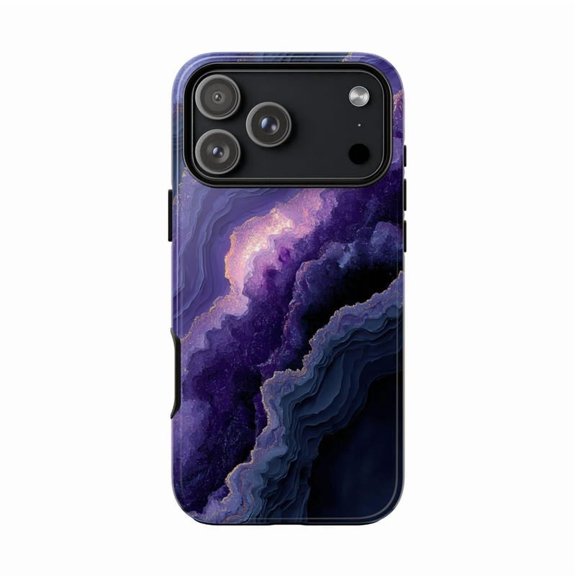 Purple Marble Violet Geode Slate Stone Cover with iPhone 17 to 11 Pro Max H01534