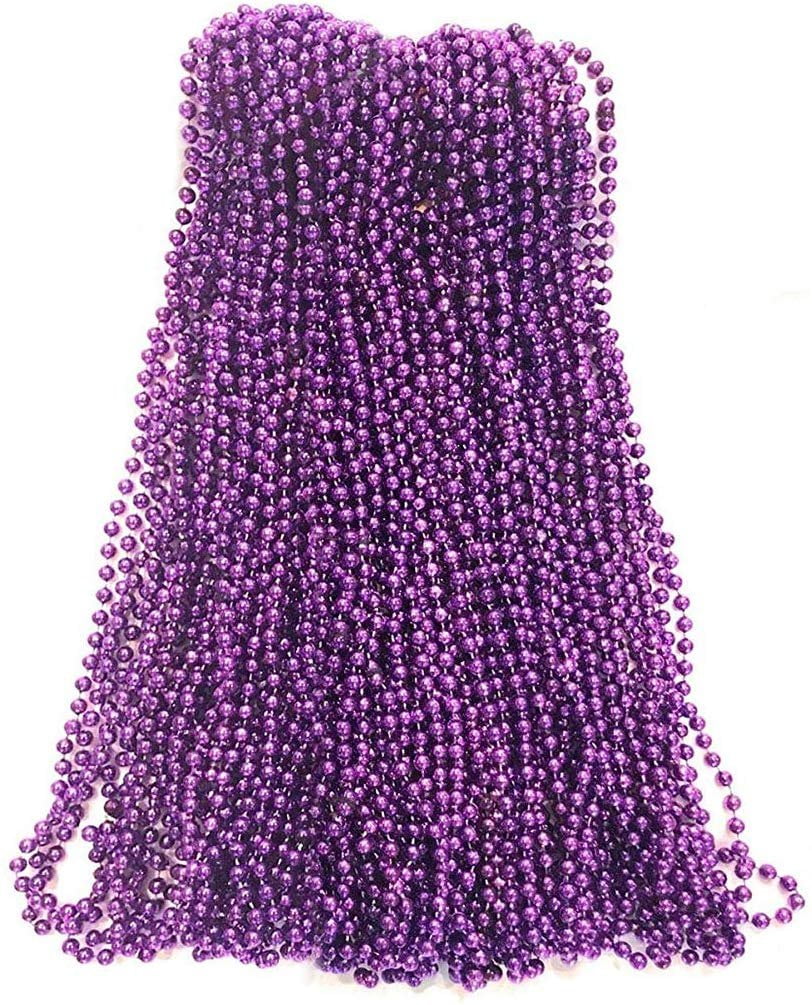 Purple Mardi Gras Beads 33 inch 7mm, 6 Dozen, 72 Necklaces
