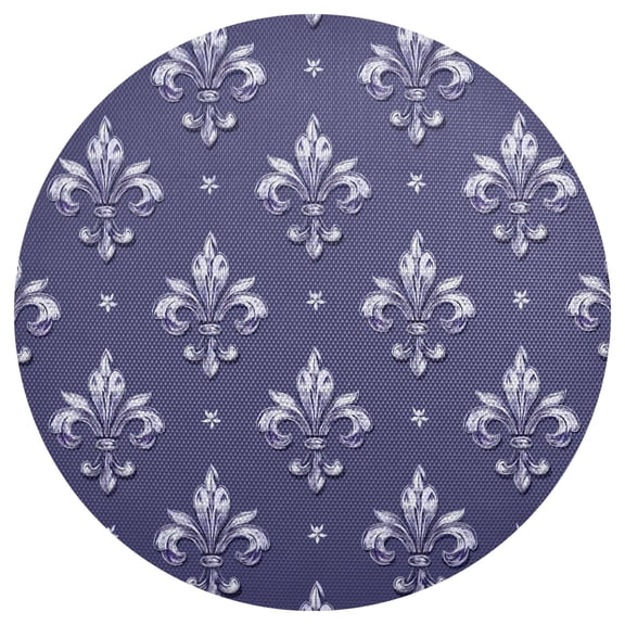 Purple Mardi-gras Flowers PVC Round Grid Placemat Table Mat 1 Pc 15.4" x 15.4"