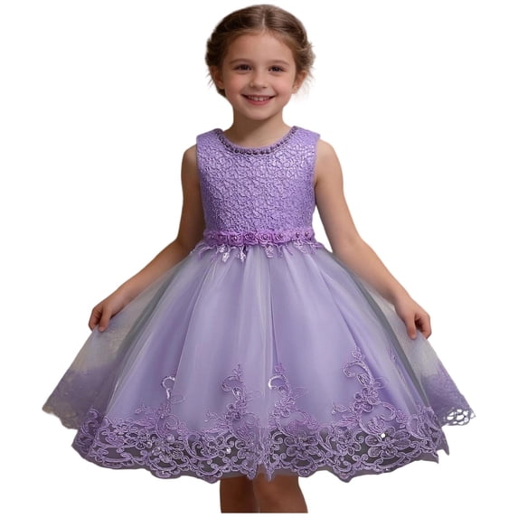 Purple Medieval Goddess Mesh Camisole Tank Wedding Guest Formal Prom Party Evening Gowns Dresses for Girl Crewneck Embroidered Dresses Homecoming Dress Girls 3 Years
