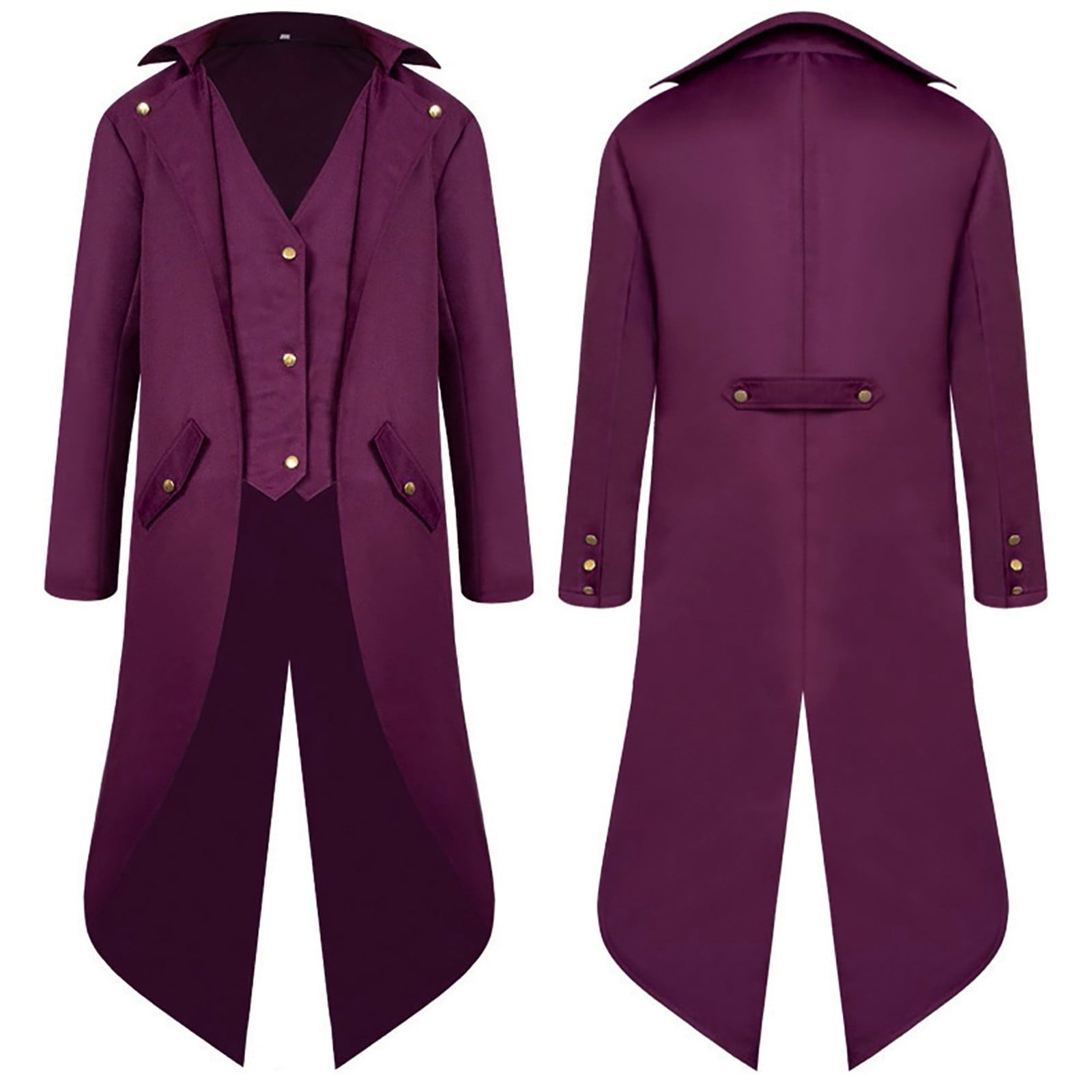 Purple Men s Coat Tailcoat Jacket Gothic Frock Coat Uniform Praty Outwear