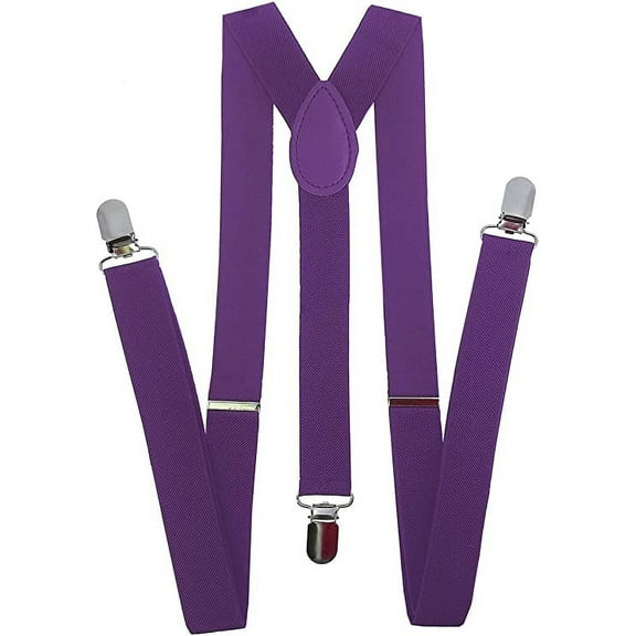 Purple Mens Womens Adjustable Elastic Y Back Style Suspenders Party Wedding Prom