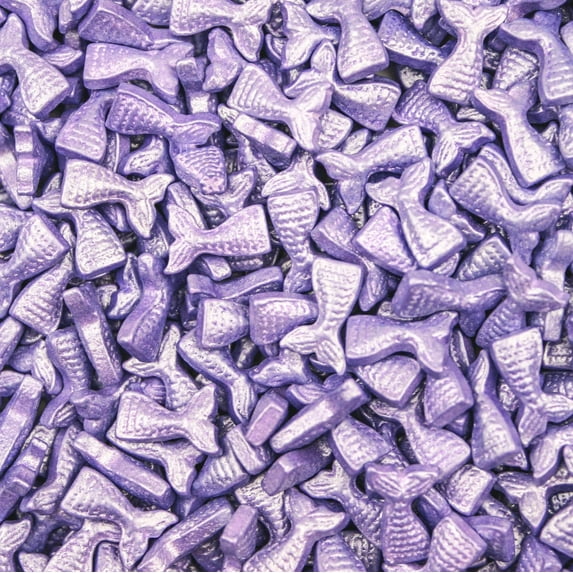Krazy Sprinkles - Edible Purple Mermaid Tail Shapes - Bold Cake Decoration, 1/2 Cup