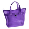 thumbnail image 1 of Purple Mesh Beach Bag With Zippered Pocket, Lightweight Portable Tote For Swimming Travel And Shopping, 11.02X1.02X0.19 Inches, 0.09 Lb Weight, 1 of 6