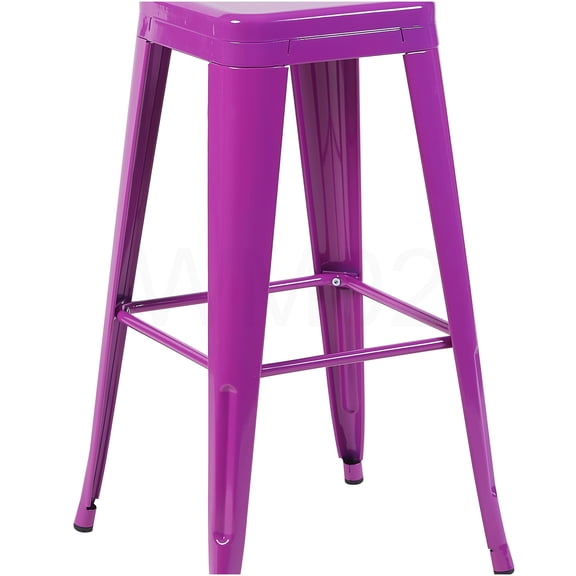 Purple Metal Bar Stools Set of 2, 30" Counter Height Backless Stools for Kitchen Island, Easy Assembly