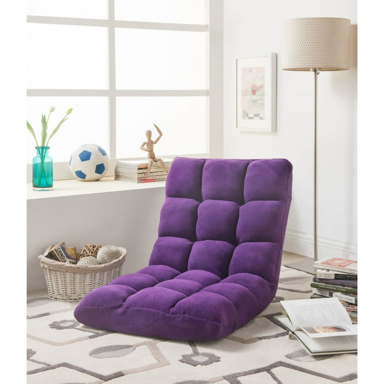 Purple Microplush Recliner Chair Foam Filling, Steel Tube Frame