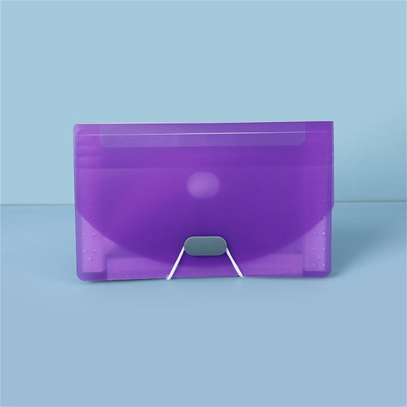 Purple Mini A6 Expanding File Folder 7 Pockets with Rainbow Color Interior Portable Accordion Organizer for Receipts Bills Cards Desktop Document Storage Letter Size Paper 18*11CM