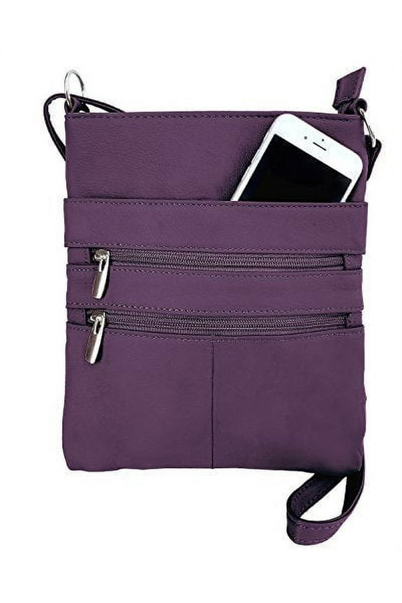 Purple Mini Body Purse Multi Pocket Cross Body Handbag Adjustable Shoulder Strap Designed in the U.S.A.