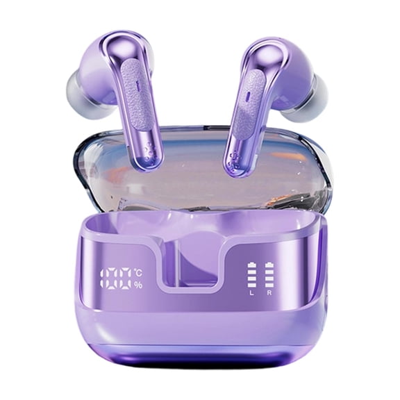 Purple Mini Invisible Bluetooth Earbuds Small In Ear Wireless Headphones High Res Audio Clear Call Noise Cancellation Led Display Bluetooth 5.4
