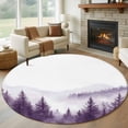 thumbnail image 1 of Purple Mist Forest Large Round Rug 8 FT, Non Slip Living Room Area Carpet, Simple Trees Mountains Landscape Washable Soft Circle Rug Non-Shedding Floor Carpet for Bedroom Office Dining Room, 1 of 9