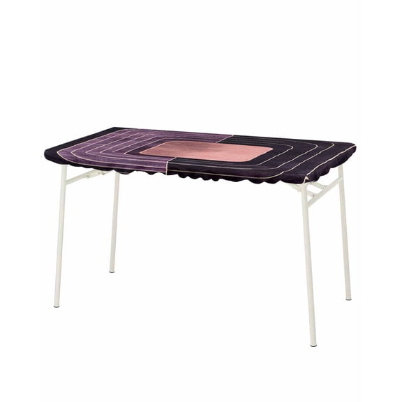 Purple Modern Abstract Rectangle Tablecloth, Waterproof Elastic Fitted Table Covers for 8 Foot Tables, 32x96inch Decorative Tablecloths for Picnic, Camping, Indoor, Outdoor, Line Artwork