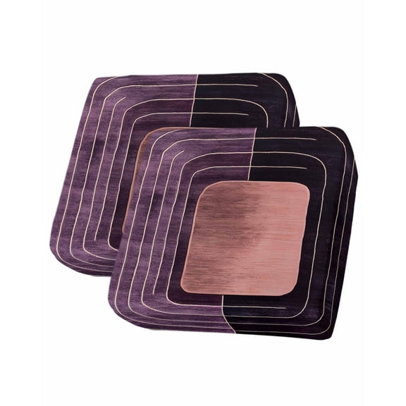 Purple Modern Abstract Sofa Couch Cushion Covers Washable, Removable Stretchable Sectional Couch Covers, Line Artwork Slipcovers for L & T Shape Sofa Furniture Protector S Size 2 pcs